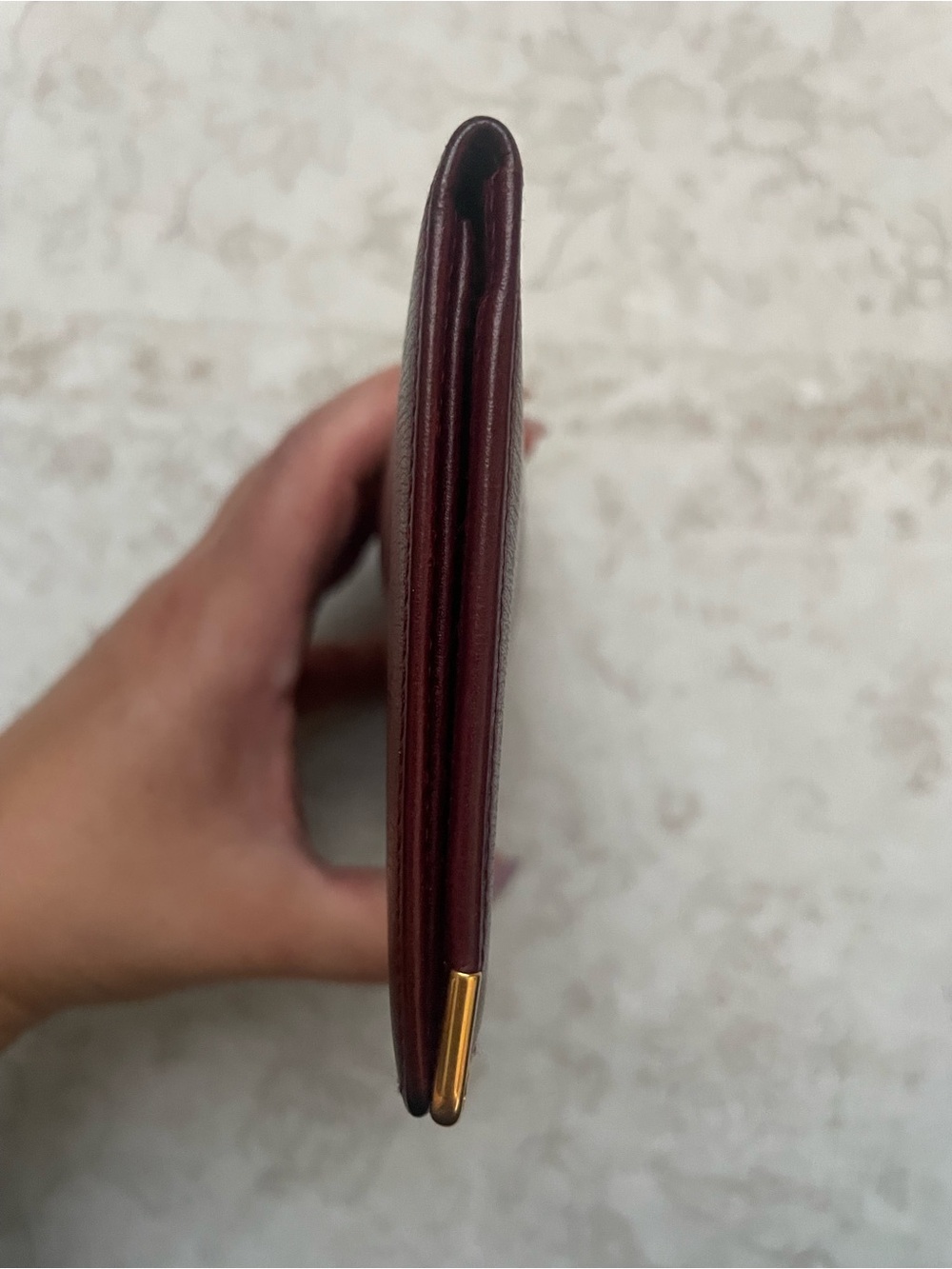 Authentic Vintage Cartier Leather Long Wallet with Gold Corner Accents - Picture 3 of 10